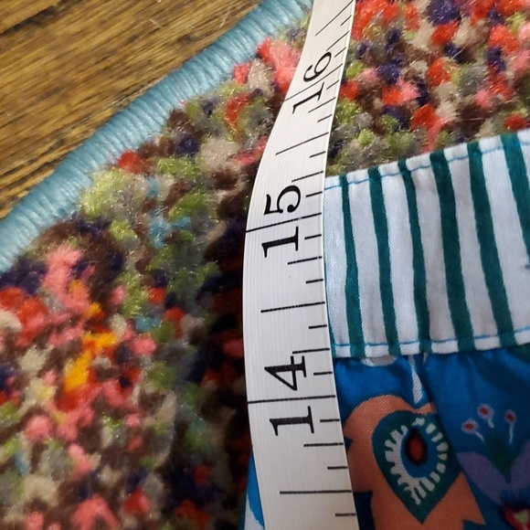 Talbots band collar popover turquoise blue jocobean floral 100% cotton sz. PL - Picture 8 of 10